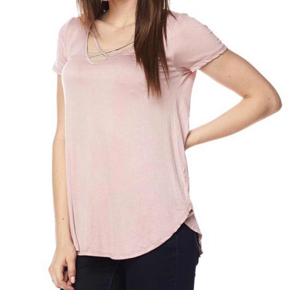 Super soft cross cross neckline top